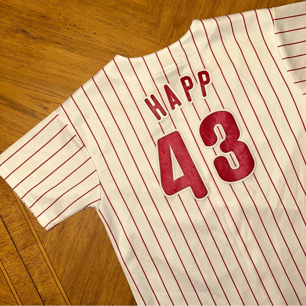 Philadelphia Phillies JA HAPP #43 Majestic Jersey Size Youth XL White MLB